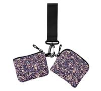 Women's Coin Purses Card Cases Vintage Farmhouse Floral Butterflies Purple Thin Flat Zipper Wallet Coin Bag with Zipper Coin Pocket for Women Men 2 Pcs, Vintage Farmhouse Floral Butterflies purple,