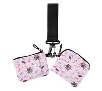 Women's Coin Purses Card Cases Watercolor Purple Flowers Slim Portable Card Money Holder with Keychain for Ladies Girls 2 Pcs, watercolor purple flowers, 4.13" x 3.51" & 4.13" x 4.13", Retro