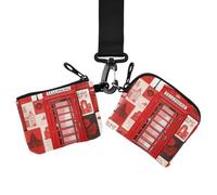 Women's Coin Purses Card Cases, Zipper Purse Wallet | Slim Portable, with Keychain, 2 Pcs, Short Distance Walks, Wet London Iconic