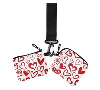 Womens Coin Purses Card Holder Valentine's Day Love Red Slim Portable Change Handbag Key Holder with Keychain for Men Women 2 Pack, Valentine's Day Love Red, 4.13" x 3.51" & 4.13" x 4.13",