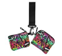Women's Coin Wallet Card Holder 1970s Disco Retro Grunge Graffiti Small Portable Business Card Case Money Organizer with Zipper Pocket for Men Women 2 Packs, 1970S disco retro grunge graffiti38, 4.13"