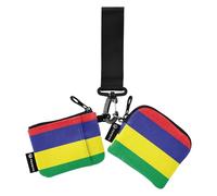 Women's Coin Wallet Card Holder Minimalist Women Credit Card Case Coin Purse with Wristle Strap for Work Travel 2 Pcs, Mauritius Flag, 4.13"(L) x 3.5"(W), Travel Accessory