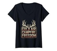 Women's Cold Air Campfire Freedom Hunting Men V-Neck T-Shirt