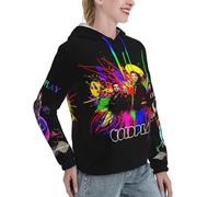 Women's Cold&Play Logo Graphic Black Hoodie Long Sleeve Sweatshirt for Women Hooded Neck Music Band Pullover Clothes Merch for Fans Gift