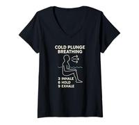 Womens Cold Plunge Breathing Guide Ice Bath Breathwork Chart Design V-Neck T-Shirt
