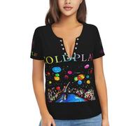 Women's Cold Rock Band T-Shirt Sexy Deep V-Neck Short-Sleeved T-Shirt Summer Short Sleeve Tees