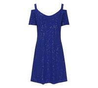 Womens Cold Shoulder Sequin Cocktail Prom Dress Short Sleeve Sparkly Glitter Plus Size Formal Party Evening Dresses(Blue,5X-Large)