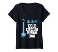 Womens Cold Shower Mental Toughness Cold Exposure Biohacker Morning V-Neck T-Shirt