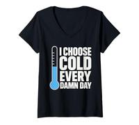 Womens Cold Shower Mental Toughness Cold Exposure Biohacker Morning V-Neck T-Shirt