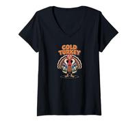 Womens Cold Turkey Kicking Bad Habits Fun Sobriety V-Neck T-Shirt