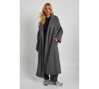 Womens Collar Detail Double Breasted Wool Maxi Coat - Grey - 8, Grey
