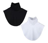 Women's Collar Insert, Removable False Half Turtleneck Shirt, Turtleneck Jumper, Elegant Neck Protection, Plain Collar for Winter, White + Black, Pack of 2, black, Siehe Beschreibung