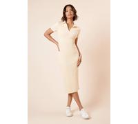 Womens Collared Ribbed Jersey Midi Dress Yellow 18