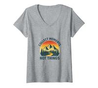 Women's Collect Moments Not Things Retro Design V-Neck T-Shirt