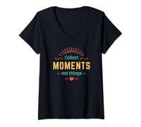Womens Collect Moments not Things V-Neck T-Shirt