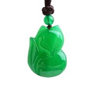 Women's Collection Gems Fox Queen green Jade Pendant Necklace Grounding Stone Protection