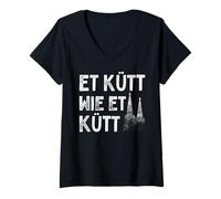 Womens Cologne Et Kütt Wie Et Kütt Germany Cathedral Kölsch Quote V-Neck T-Shirt