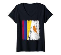 Womens Colombia Cyprus Half Flag Colombian Cypriot Heritage V-Neck T-Shirt