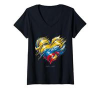 Women's Colombia Heart Flag - Celebrate Colombian Pride V-Neck T-Shirt