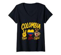 Women's Colombia Peace Love Coffee V-Neck T-Shirt