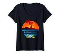 Womens Colombia South America Palms Beach Vacation Souvenir V-Neck T-Shirt