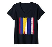 Womens Colombia Thailand Half Flag Colombian Thai Roots V-Neck T-Shirt