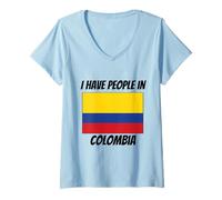 Womens Colombian Flag I Have People in Colombia V-Neck T-Shirt