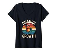 Womens Colon Cancer Surgery Change is Growth Vintage Design V-Neck T-Shirt