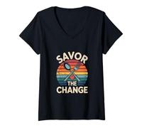Womens Colon Cancer Surgery Savor The Change Vintage V-Neck T-Shirt