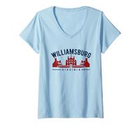 Womens Colonial Williamsburg Virginia Design V-Neck T-Shirt