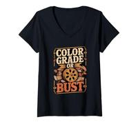 Women's Color Grade or Bust Video Editor Colorist V-Neck T-Shirt
