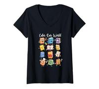 Women's Color Our World Summer Reading 2026 Librarian Teacher Kids V-Neck T-Shirt