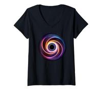 Women's Color Spiral Vortex Illustration | Modern Abstract Energy Ci V-Neck T-Shirt