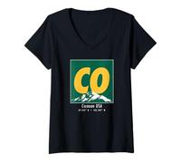 Womens Colorado Hiking & Skiing CO Vintage Mountain Sports V-Neck T-Shirt