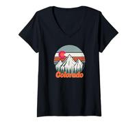Womens Colorado Mountains Art for Hiking & Camping Souvenir V-Neck T-Shirt