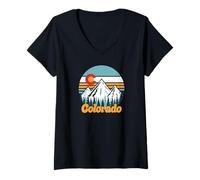 Womens Colorado Mountains Art for Hiking & Camping Souvenir V-Neck T-Shirt