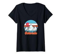 Womens Colorado Mountains Art for Hiking & Camping Souvenir V-Neck T-Shirt