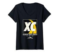 Womens Colorado Running Mountain Trail Art Vintage XC Hiking V-Neck T-Shirt