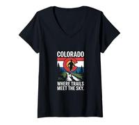 Womens Colorado Where Trails Meet The Sky V-Neck T-Shirt
