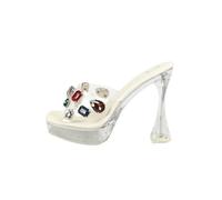 Women's Colored Crystal See-Through Platform Sandals - Non-Slip Open Toe Flip Flops for Beach, Travel, Wedding, Party,Clear,3 UK