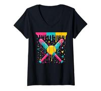 Women's Colorful Creative Sports Lover Softball V-Neck T-Shirt