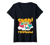 Womens Colorful Diner Meal Sushi Wasabi Sashimi sushibar Asian roll V-Neck T-Shirt