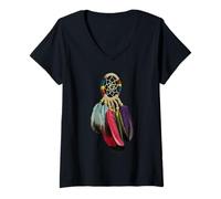 Womens Colorful Dreamcatcher Native American Indian Symbol V-Neck T-Shirt