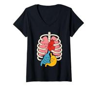 Womens Colorful Human Body Anatomy Illustrated - Nurse V-Neck T-Shirt
