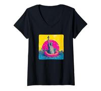Women's Colorful Liberty with Pool Ring Costume V-Neck T-Shirt