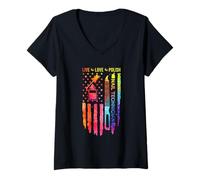 Womens Colorful Nail Technician Flag Nail Tech Pride V-Neck T-Shirt