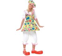 Women's colorful polka dot clown costume