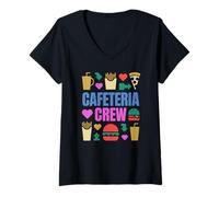 Women's Colorful School Cafeteria Crew Lunch Lady and Food Prep V-Neck T-Shirt