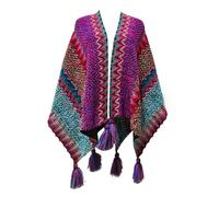 Women's Colorful Stripe Vintage Ethnic Style Poncho Women's Shawl Coat Knit Shawl Wrap Open Front Cardigans for Women#12u31a