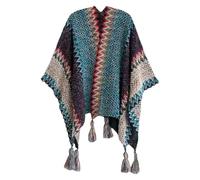 Women's Colorful Stripe Vintage Ethnic Style Poncho Women's Shawl Coat Knit Shawl Wrap Open Front Cardigans for Women#12u31a